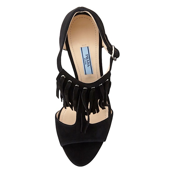 NIB Prada Suede Fringe Sandal/Heel - Picture 3 of 13